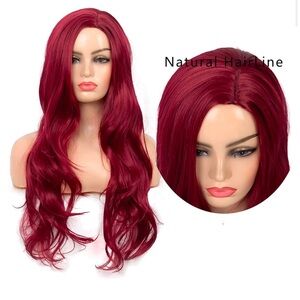 Baruisi Long Curly Wavy Wine Red Wig